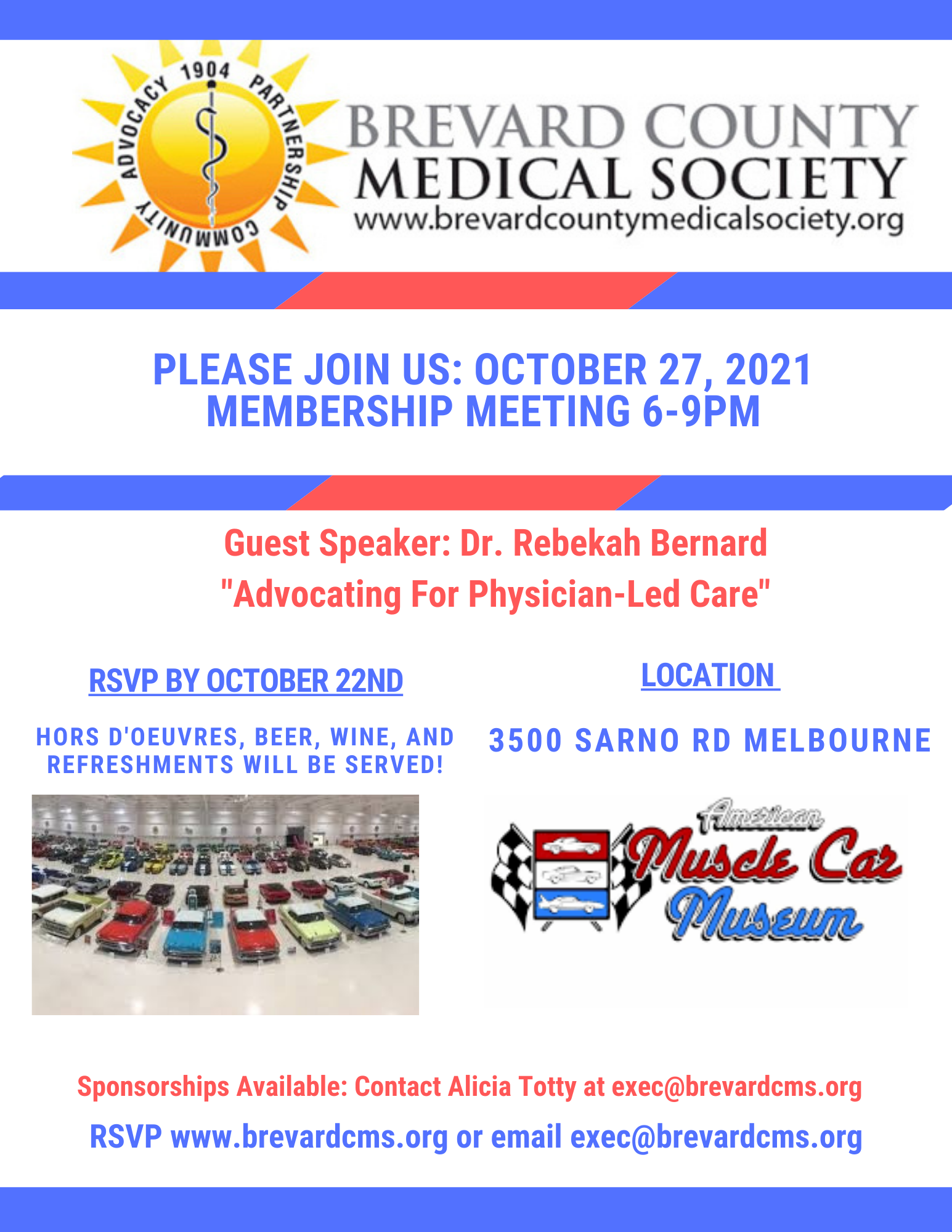 Brevard County Medical Society Meembership Meeting 2021 Muscle Car Museum